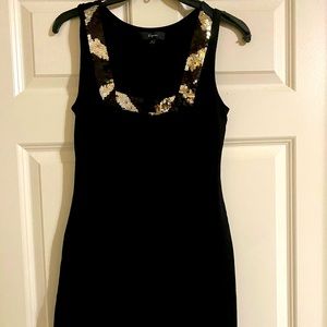 Black, sleeveless dress